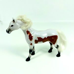 VTG Kid Kore Horse Mare Pony Toy Figure White Brown Spots 3"